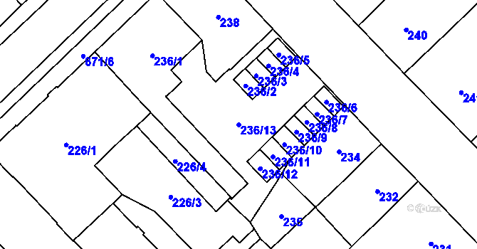 Parcela st. 236/13 v KÚ Český Těšín, Katastrální mapa