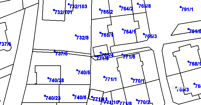 Parcela st. 765/4 v KÚ Český Těšín, Katastrální mapa