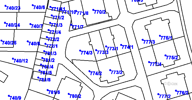 Parcela st. 773/3 v KÚ Český Těšín, Katastrální mapa