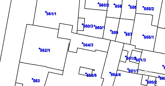 Parcela st. 564/3 v KÚ Český Těšín, Katastrální mapa