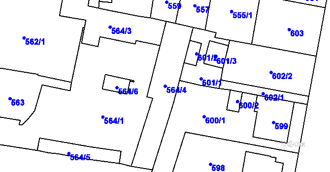 Parcela st. 564/4 v KÚ Český Těšín, Katastrální mapa