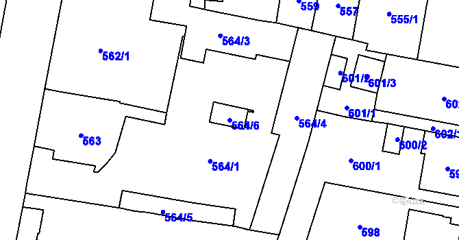 Parcela st. 564/6 v KÚ Český Těšín, Katastrální mapa