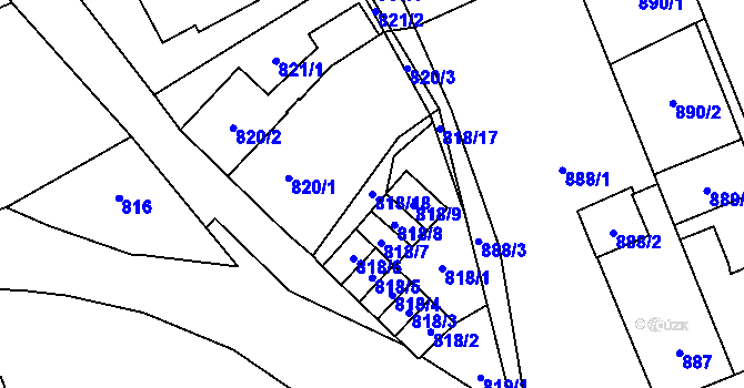 Parcela st. 818/18 v KÚ Český Těšín, Katastrální mapa