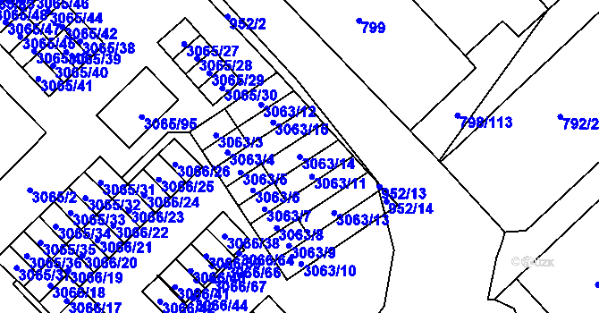 Parcela st. 3063/14 v KÚ Český Těšín, Katastrální mapa