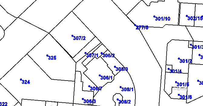 Parcela st. 306/2 v KÚ Český Těšín, Katastrální mapa