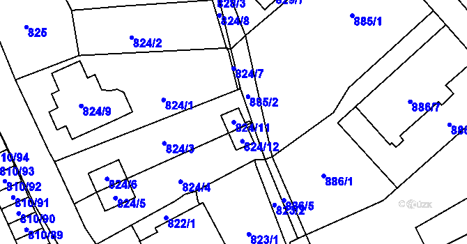 Parcela st. 824/11 v KÚ Český Těšín, Katastrální mapa
