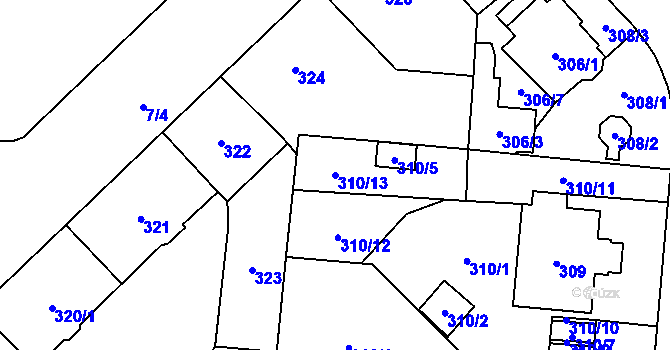 Parcela st. 310/13 v KÚ Český Těšín, Katastrální mapa