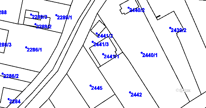 Parcela st. 2441/1 v KÚ Český Těšín, Katastrální mapa