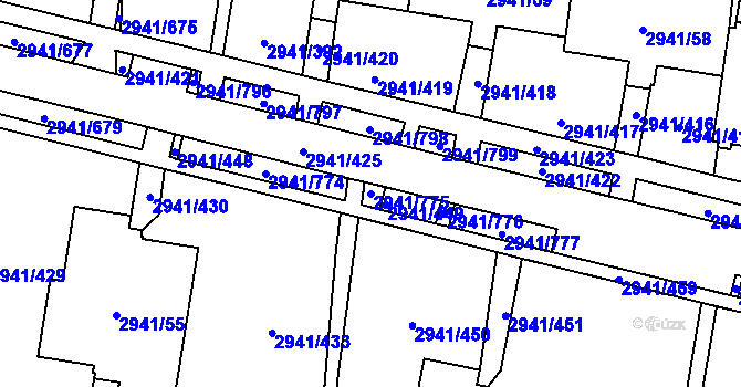 Parcela st. 2941/775 v KÚ Český Těšín, Katastrální mapa