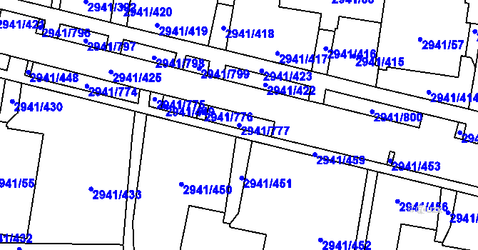 Parcela st. 2941/777 v KÚ Český Těšín, Katastrální mapa