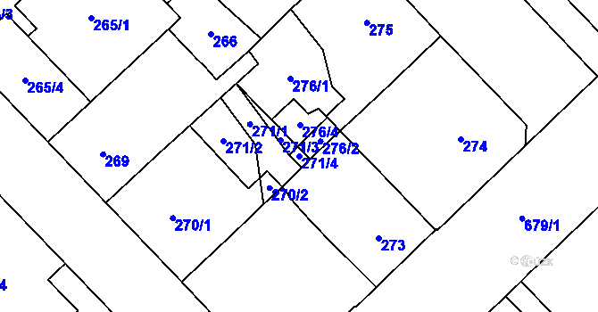 Parcela st. 271/4 v KÚ Český Těšín, Katastrální mapa
