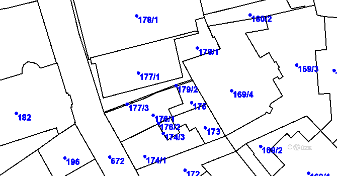 Parcela st. 179/2 v KÚ Český Těšín, Katastrální mapa