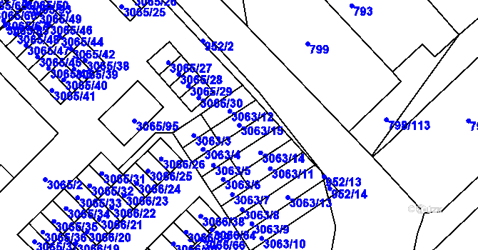 Parcela st. 3063/15 v KÚ Český Těšín, Katastrální mapa