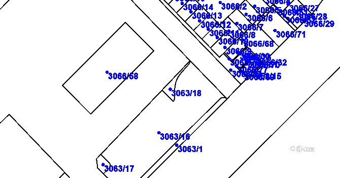 Parcela st. 3063/18 v KÚ Český Těšín, Katastrální mapa