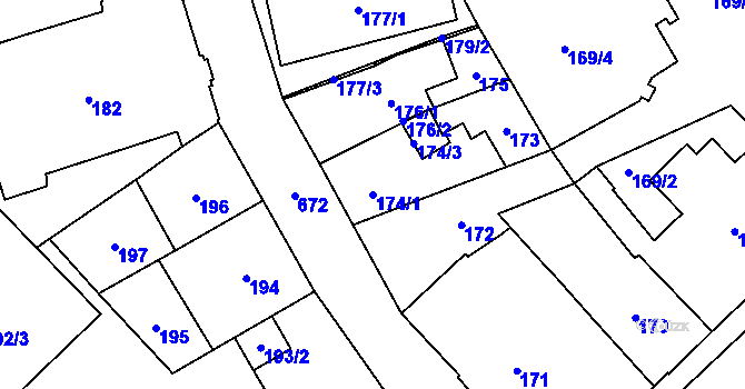 Parcela st. 174/1 v KÚ Český Těšín, Katastrální mapa