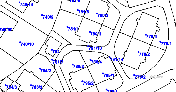 Parcela st. 791/10 v KÚ Český Těšín, Katastrální mapa