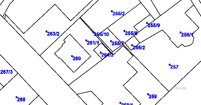 Parcela st. 261/2 v KÚ Český Těšín, Katastrální mapa