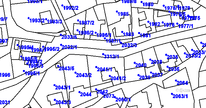 Parcela st. 3312/1 v KÚ Český Těšín, Katastrální mapa