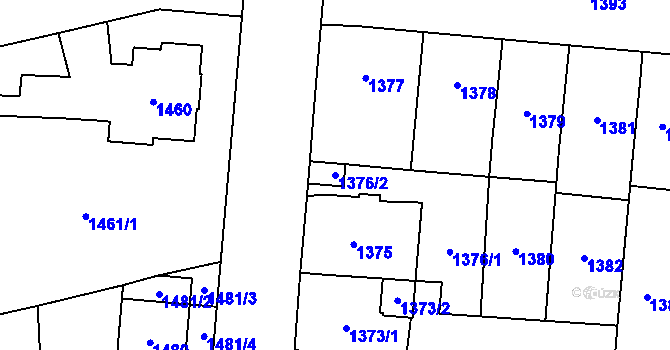 Parcela st. 1376/2 v KÚ Český Těšín, Katastrální mapa