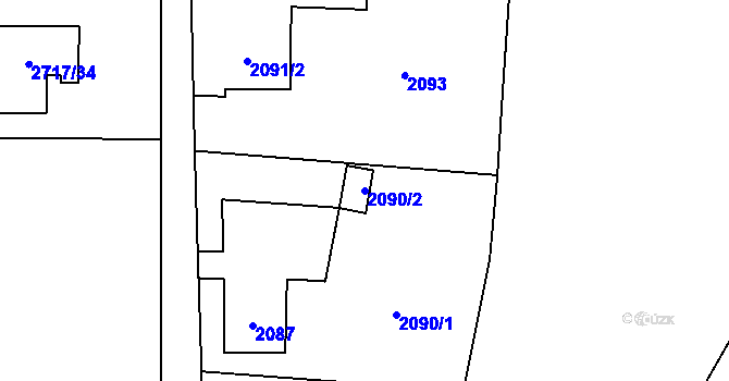Parcela st. 2090/2 v KÚ Český Těšín, Katastrální mapa