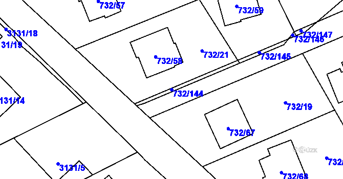 Parcela st. 732/144 v KÚ Český Těšín, Katastrální mapa