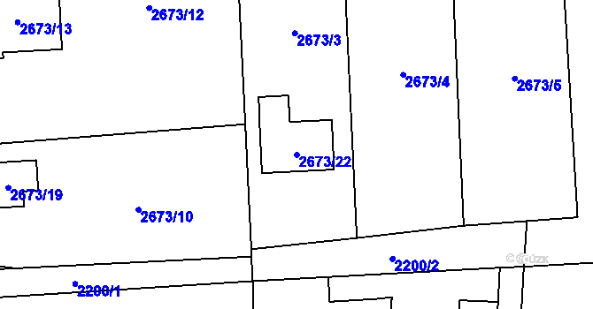 Parcela st. 2673/22 v KÚ Český Těšín, Katastrální mapa