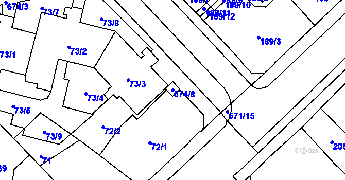 Parcela st. 674/8 v KÚ Český Těšín, Katastrální mapa