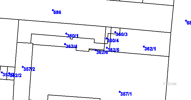 Parcela st. 362/6 v KÚ Český Těšín, Katastrální mapa