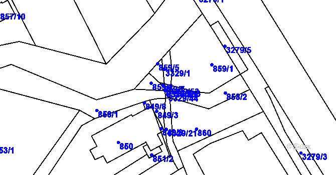 Parcela st. 3329/53 v KÚ Český Těšín, Katastrální mapa