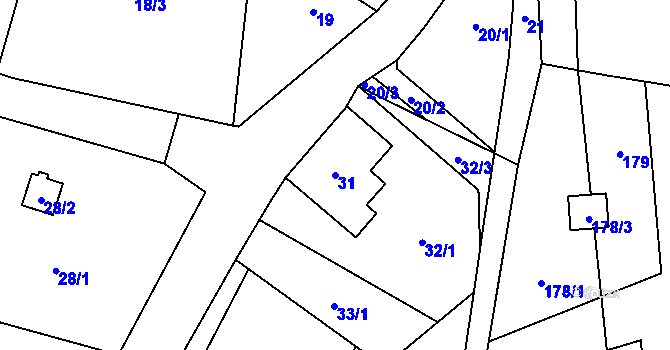 Parcela st. 31 v KÚ Dolní Žukov, Katastrální mapa