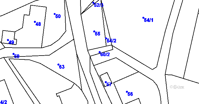 Parcela st. 60/2 v KÚ Dolní Žukov, Katastrální mapa
