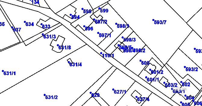 Parcela st. 119/1 v KÚ Dolní Žukov, Katastrální mapa