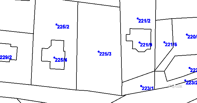Parcela st. 225/3 v KÚ Dolní Žukov, Katastrální mapa