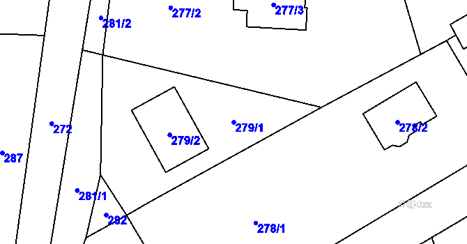 Parcela st. 279/1 v KÚ Dolní Žukov, Katastrální mapa