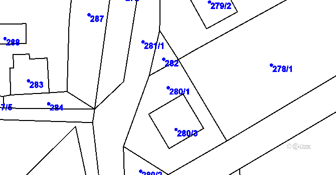 Parcela st. 280/1 v KÚ Dolní Žukov, Katastrální mapa