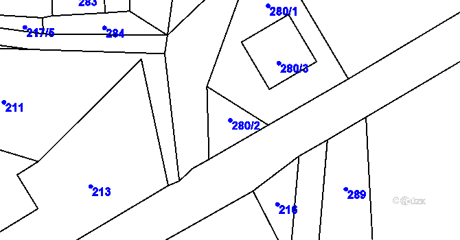 Parcela st. 280/2 v KÚ Dolní Žukov, Katastrální mapa