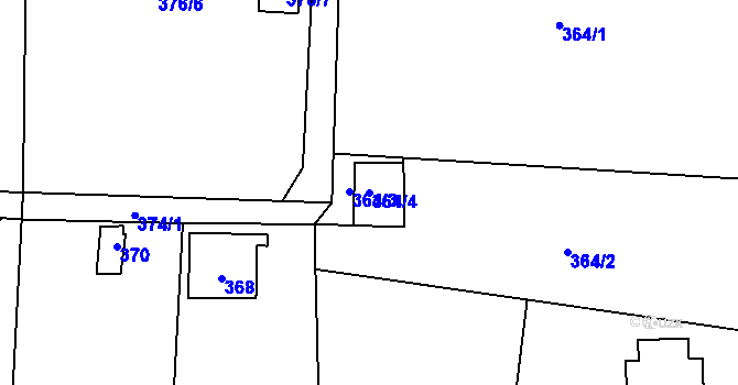 Parcela st. 364/4 v KÚ Dolní Žukov, Katastrální mapa