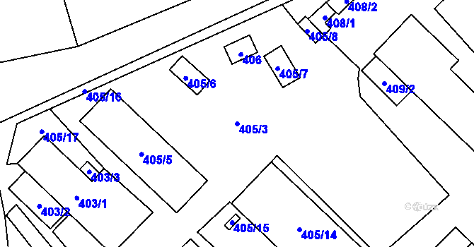 Parcela st. 405/3 v KÚ Dolní Žukov, Katastrální mapa