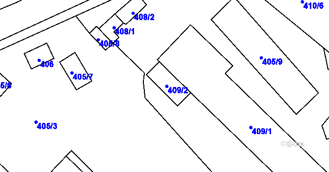 Parcela st. 409/2 v KÚ Dolní Žukov, Katastrální mapa