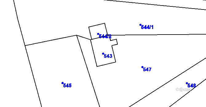Parcela st. 543 v KÚ Dolní Žukov, Katastrální mapa