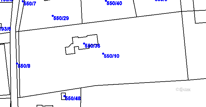 Parcela st. 550/10 v KÚ Dolní Žukov, Katastrální mapa