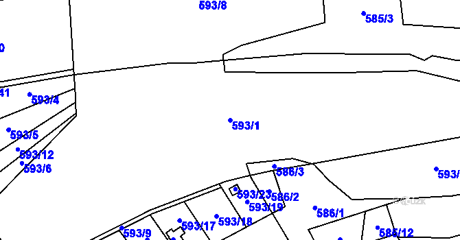 Parcela st. 593/1 v KÚ Dolní Žukov, Katastrální mapa