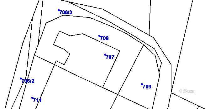 Parcela st. 707 v KÚ Dolní Žukov, Katastrální mapa