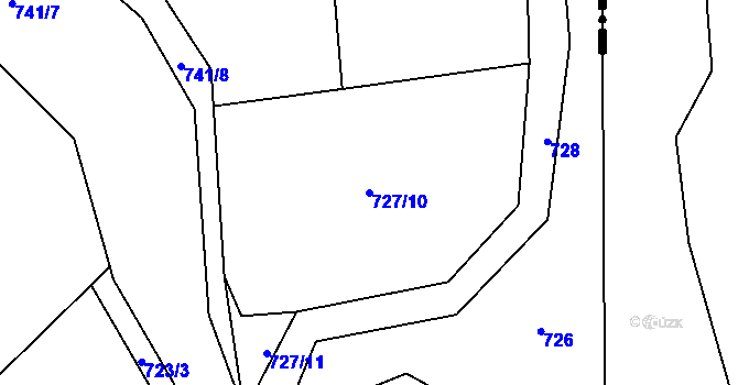 Parcela st. 727/10 v KÚ Dolní Žukov, Katastrální mapa