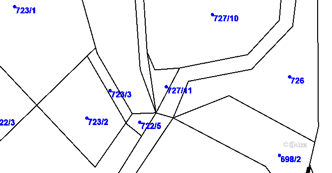 Parcela st. 727/11 v KÚ Dolní Žukov, Katastrální mapa