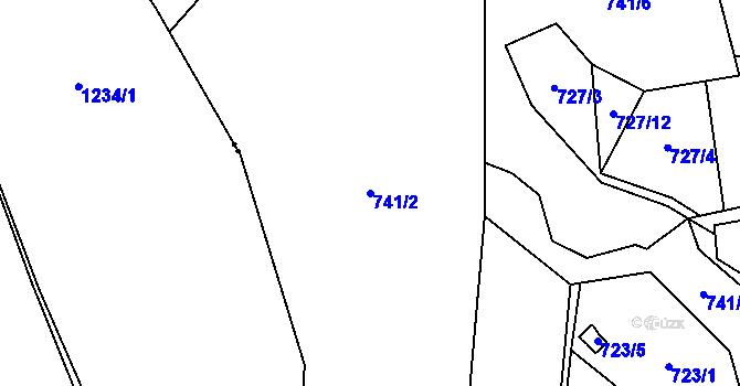 Parcela st. 741/2 v KÚ Dolní Žukov, Katastrální mapa