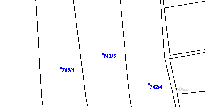 Parcela st. 742/3 v KÚ Dolní Žukov, Katastrální mapa