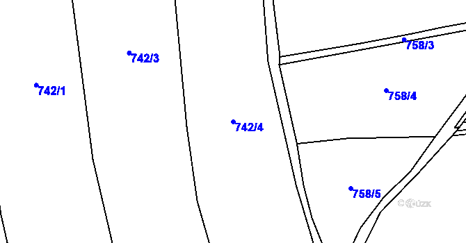 Parcela st. 742/4 v KÚ Dolní Žukov, Katastrální mapa