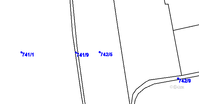 Parcela st. 742/5 v KÚ Dolní Žukov, Katastrální mapa
