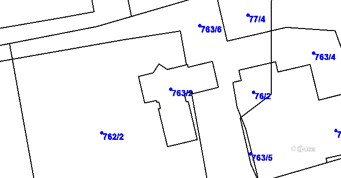 Parcela st. 763/2 v KÚ Dolní Žukov, Katastrální mapa